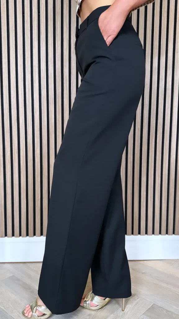 PARIS FASHION SHOPS Trousers^Abbey Black Straight Cut Wide Tailored Trousers