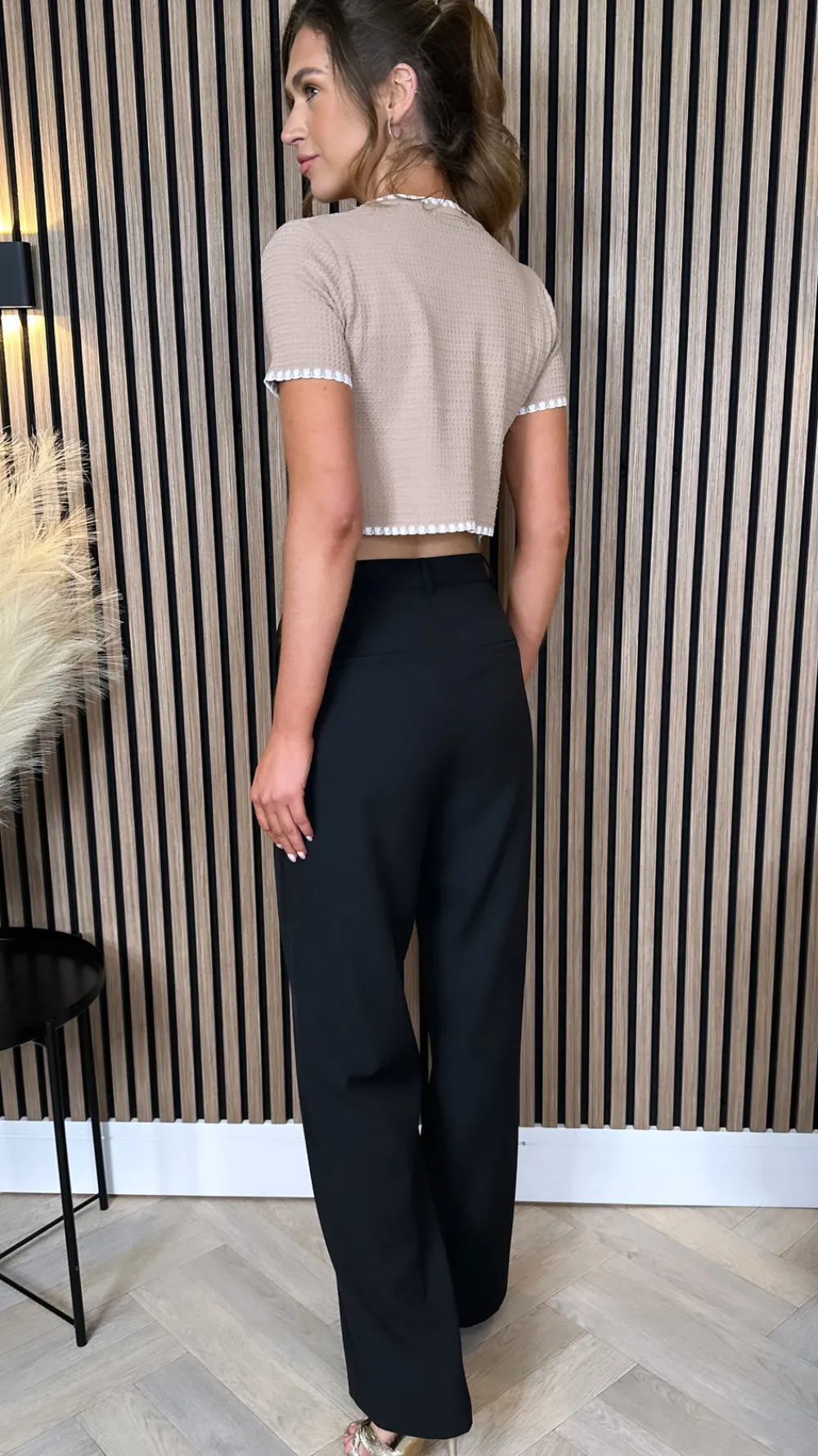 abbey_black_straight_cut__3.webp PARIS FASHION SHOPS Trousers^Abbey Black Straight Cut Wide Tailored Trousers
