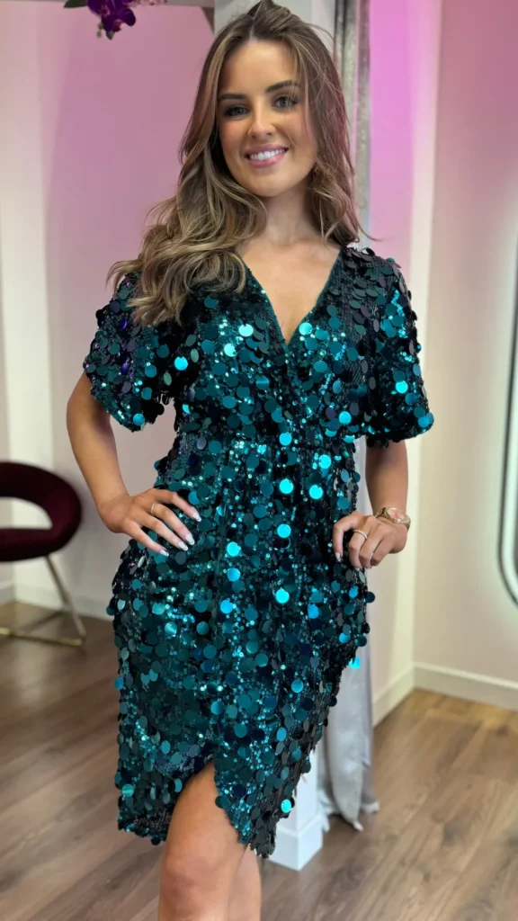 GIRL IN MIND Fitted Dresses | Going Out Dresses^Abbie Green Sequin Wrap Detailing Mini Dress