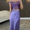 VERA LUCY Tops^Abigail Purple Off Shoulder Sequin Crop Top