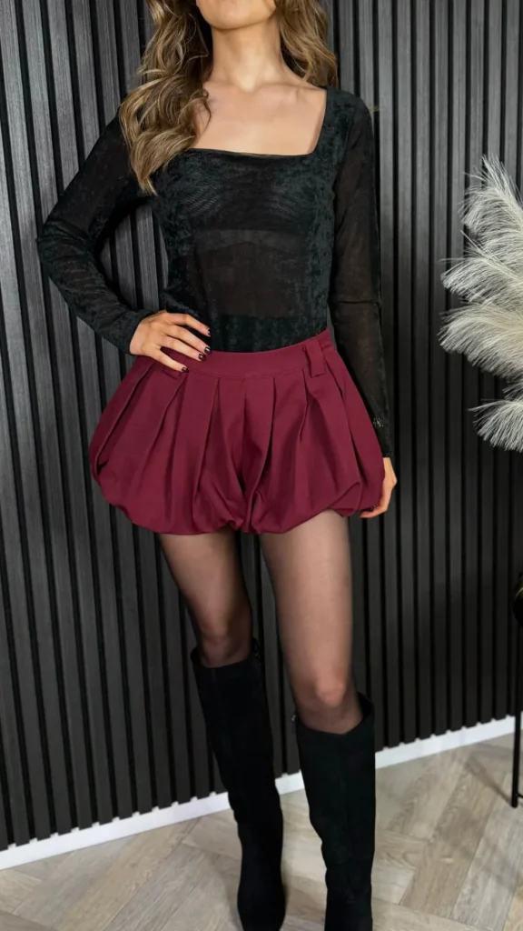 TIMELY Skirts & Shorts^Adair Burgundy Bubble Style Shorts