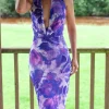 COPPEROSE Going Out Dresses | Occasion Dresses^Adelade Purple Floral Print Halterneck Midi Dress