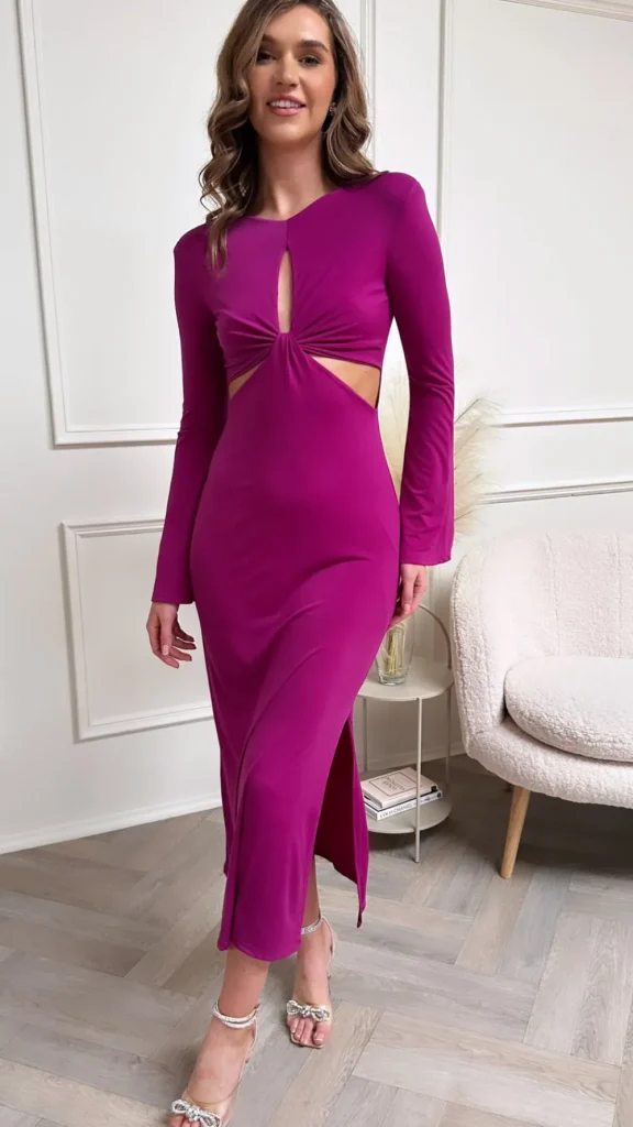 CC Fitted Dresses | Occasion Dresses^Adelaide Fuchsia Cut Out Midi Dress