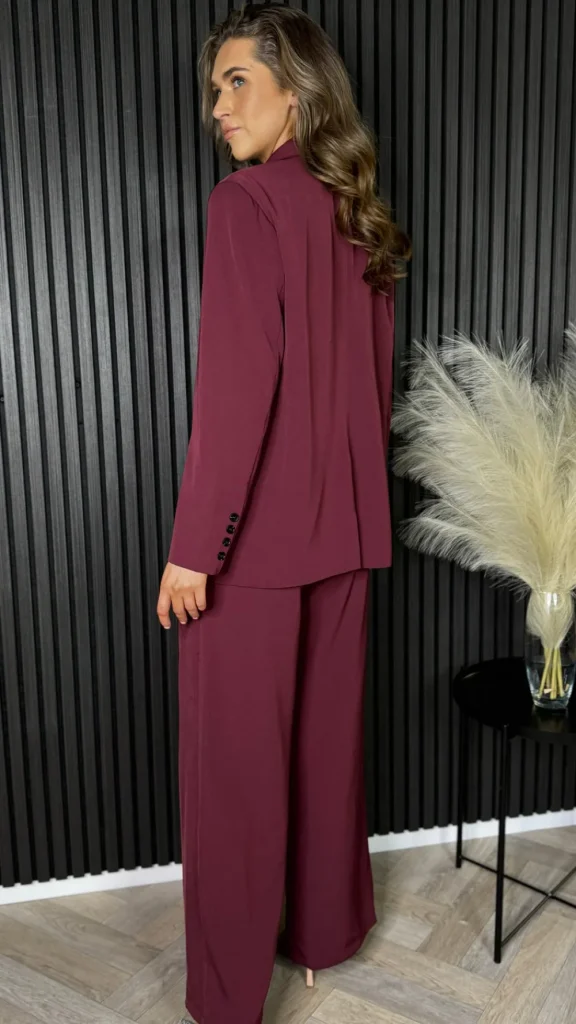 ELENZA Blazers^Aine Burgundy Oversized Blazer
