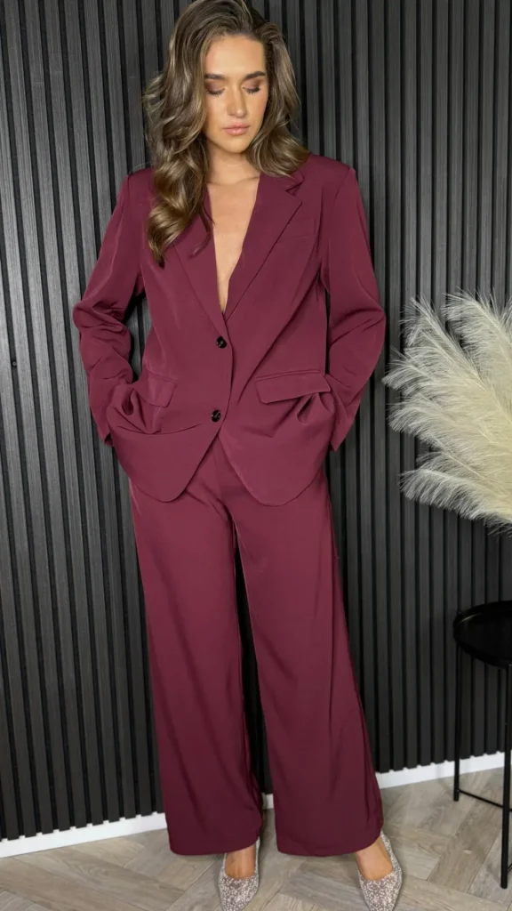 ELENZA Blazers^Aine Burgundy Oversized Blazer