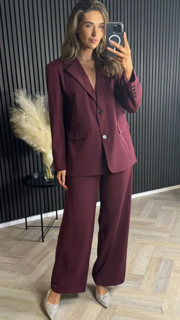 ELENZA Blazers^Aine Burgundy Oversized Blazer