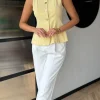 PARIS FASHION SHOPS Tops^Ainsley Yellow Gold Button Detail Waistcoat