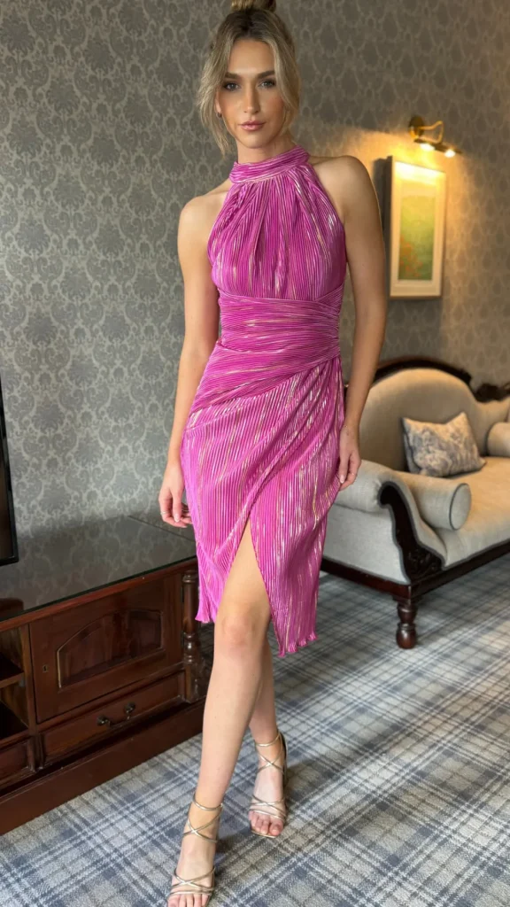 GIRL IN MIND Going Out Dresses | Occasion Dresses^Alexandra Pink Halter Neck Midi Dress