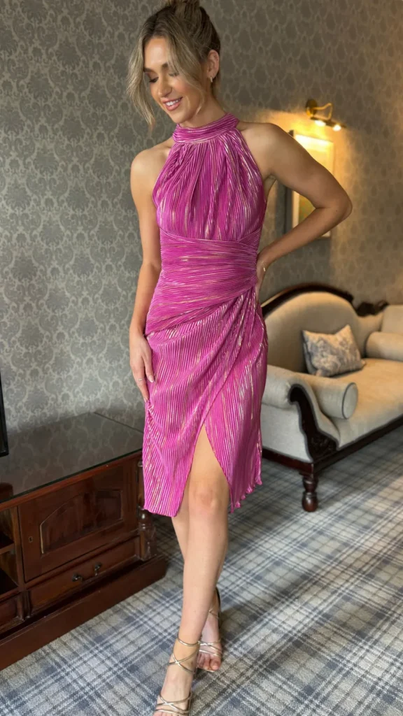 GIRL IN MIND Going Out Dresses | Occasion Dresses^Alexandra Pink Halter Neck Midi Dress
