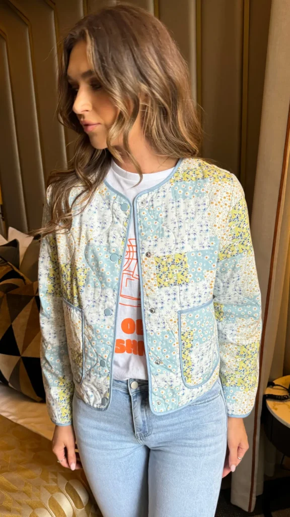 BESTSELLER Coats & Jackets^Alicia Blue Printed Quilted Jacket