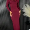 COPPEROSE Going Out Dresses | Occasion Dresses^Alisha Burgundy Cowl Neck Long Sleeve Midi Dress
