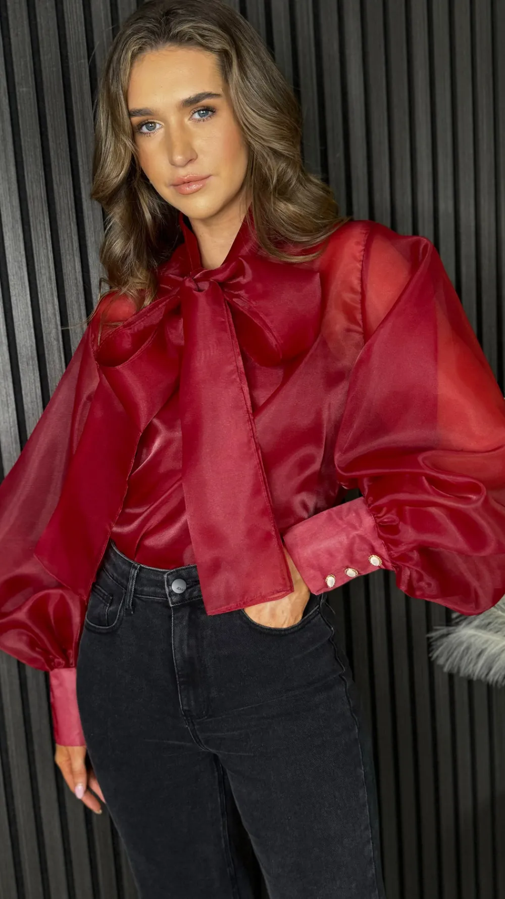 allie_burgundy_large_bow__0.webp TIMELY Tops^Allie Burgundy Large Bow Detail Top