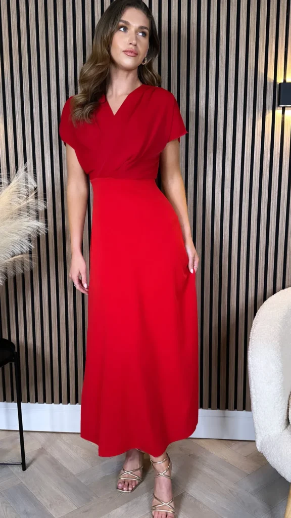 COPPEROSE Going Out Dresses | Occasion Dresses^Ally Red Wrap Detail Top Midi Dress