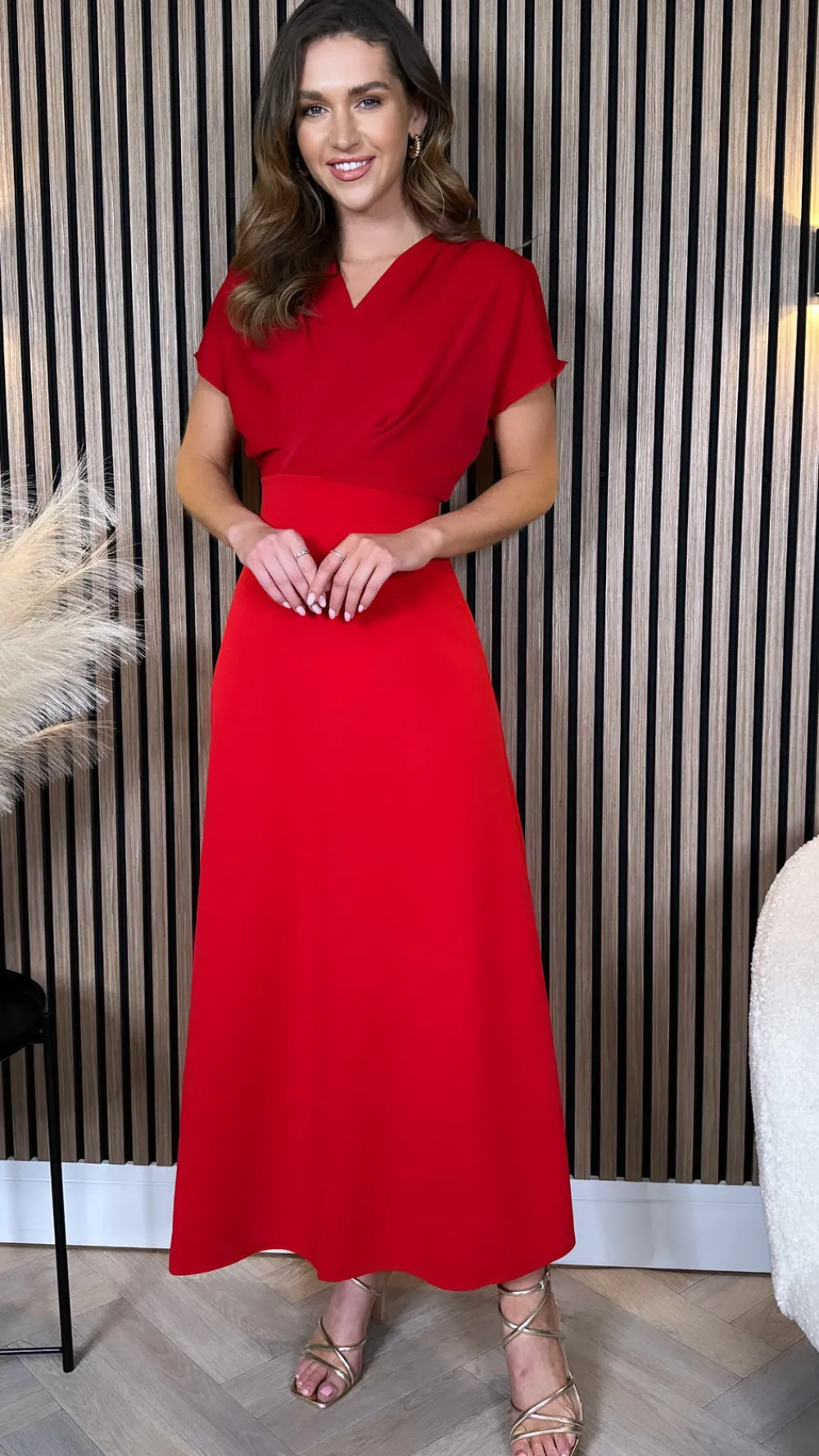 ally_red_wrap_detail_top__2.webp COPPEROSE Going Out Dresses | Occasion Dresses^Ally Red Wrap Detail Top Midi Dress