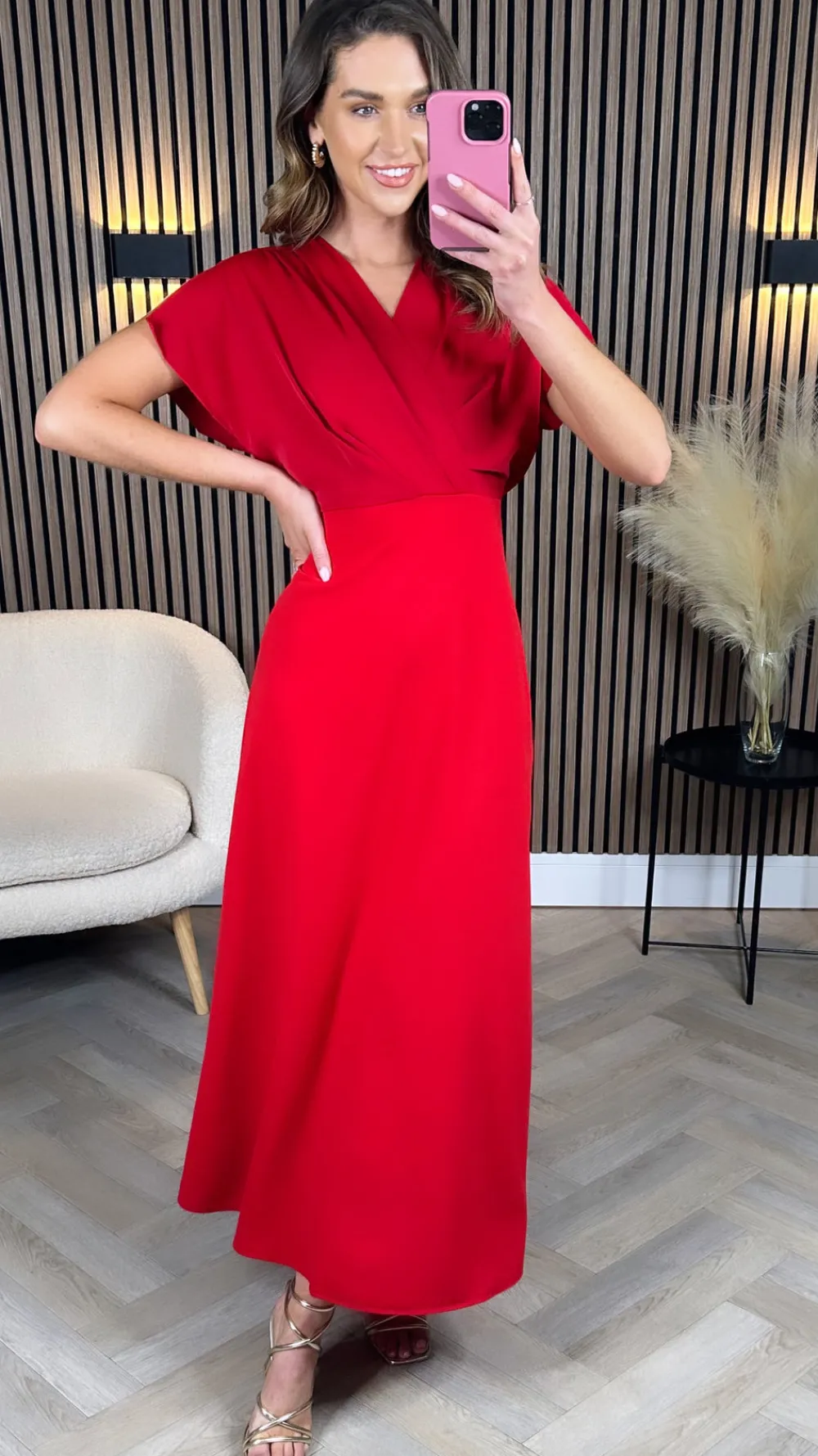 ally_red_wrap_detail_top__4.webp COPPEROSE Going Out Dresses | Occasion Dresses^Ally Red Wrap Detail Top Midi Dress