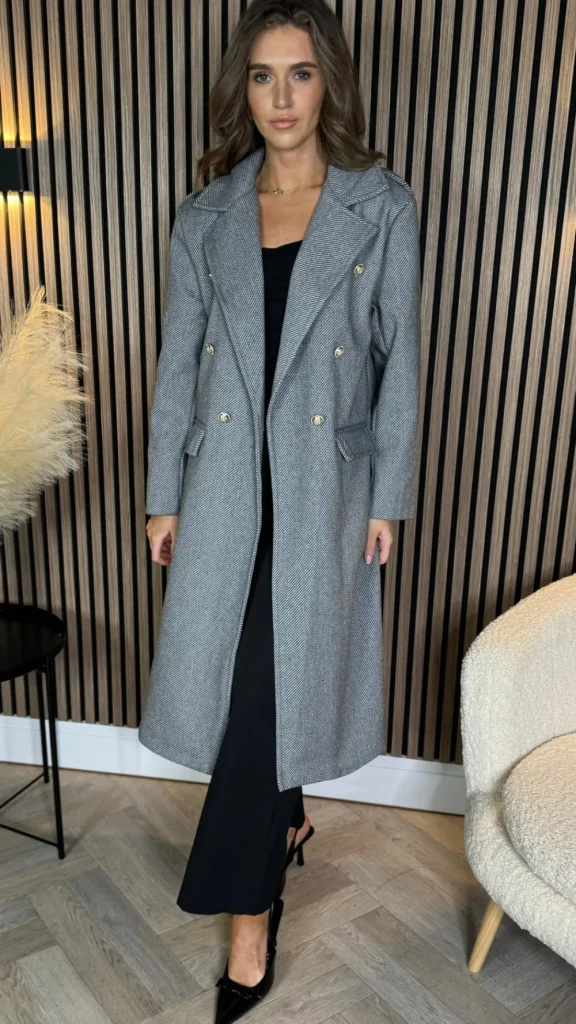 ESTEE BROWN Coats & Jackets^Alorie Grey Wool Finish Midi Length Coat