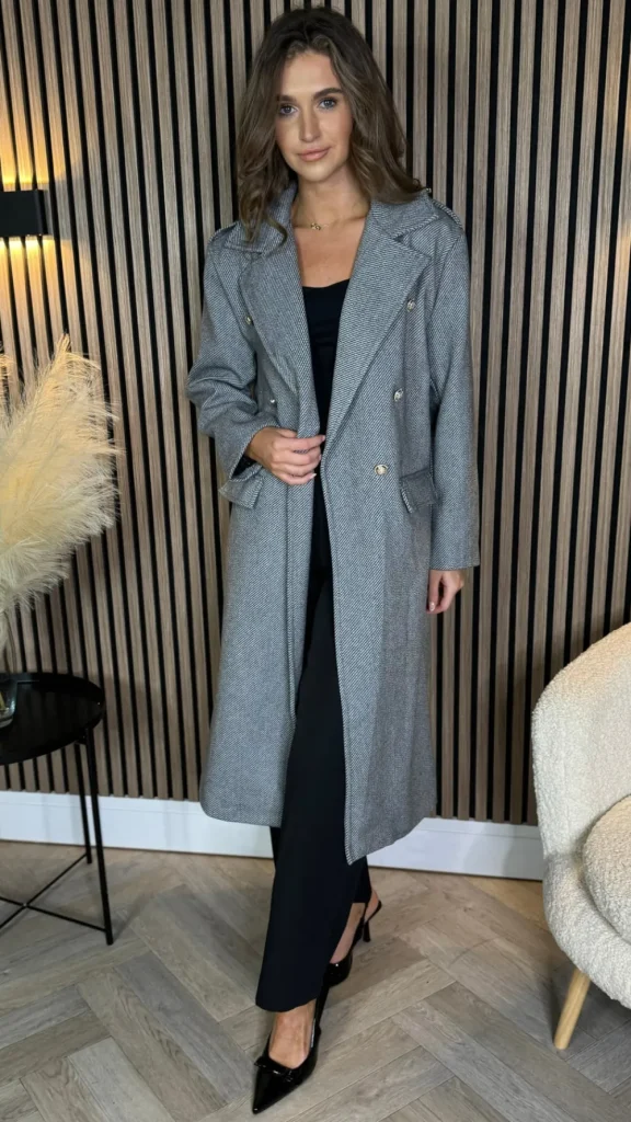ESTEE BROWN Coats & Jackets^Alorie Grey Wool Finish Midi Length Coat