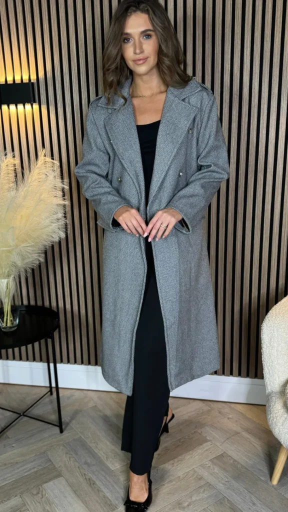ESTEE BROWN Coats & Jackets^Alorie Grey Wool Finish Midi Length Coat