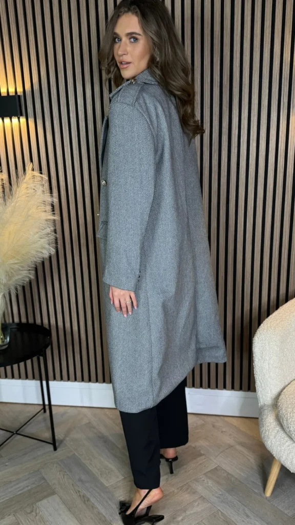 ESTEE BROWN Coats & Jackets^Alorie Grey Wool Finish Midi Length Coat
