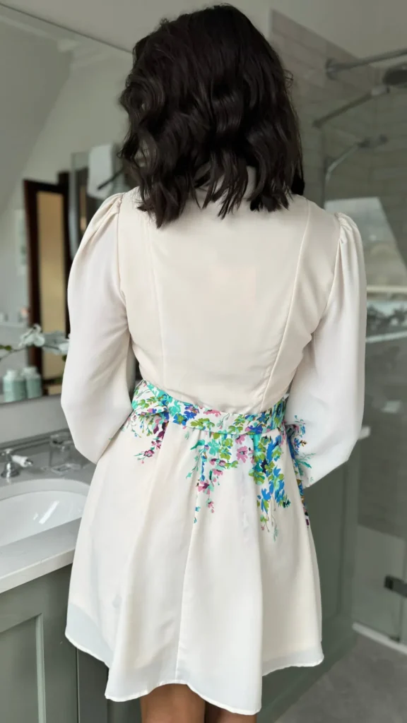 GIRL IN MIND Going Out Dresses | Occasion Dresses^Amira Beige & Green Floral Holland Boarder Print Mini Dress