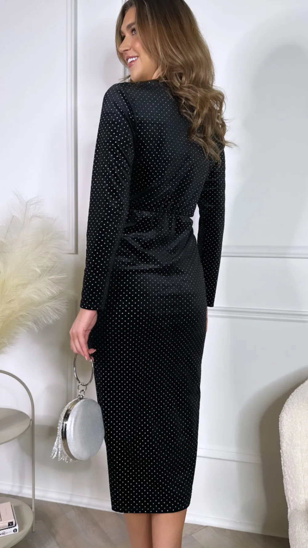 anakin_black_velvet_diama_6.webp LORIANE Going Out Dresses | Occasion Dresses^Anakin Black Velvet Diamante Midi Dress