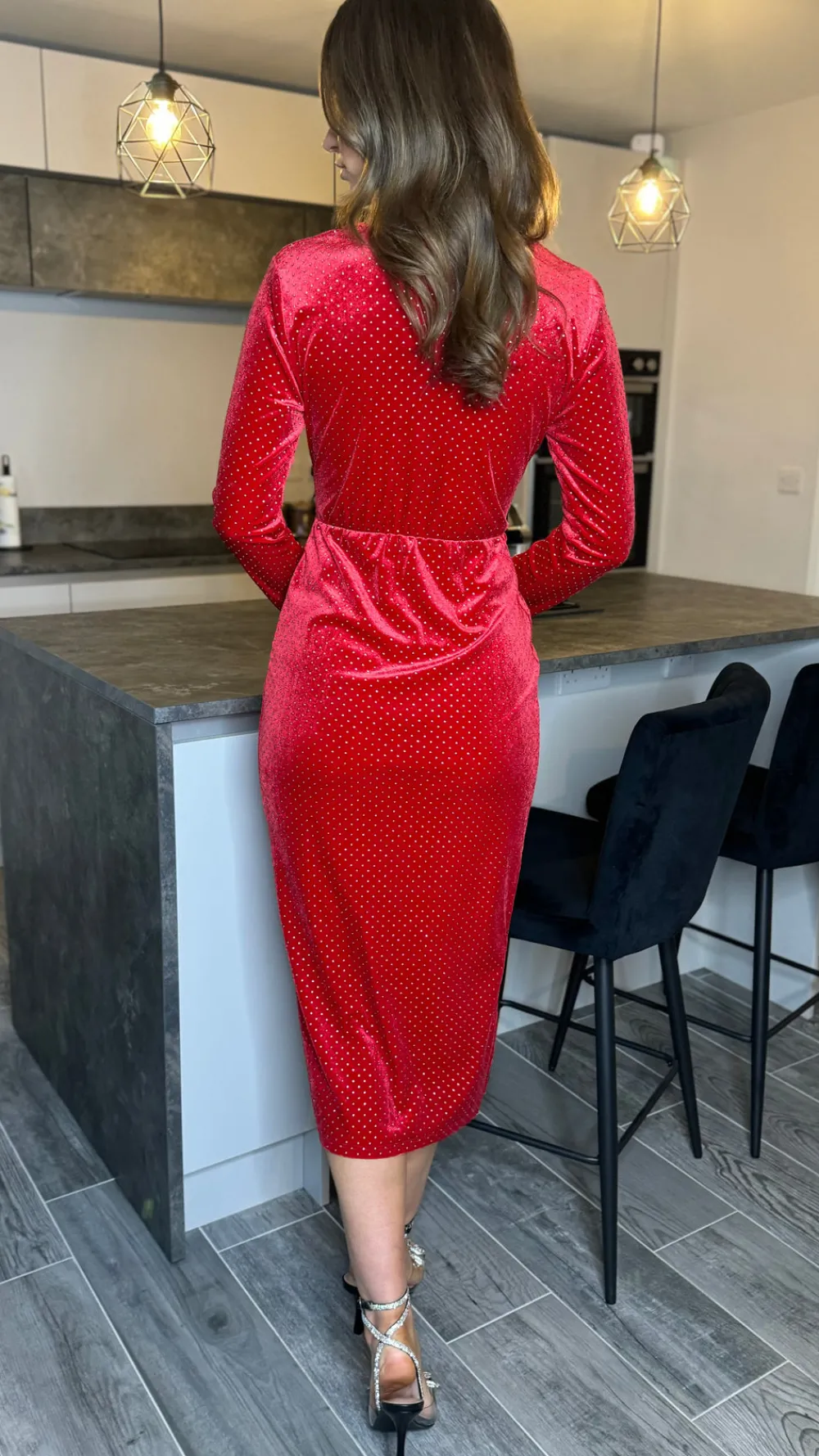 anakin_red_velvet_diamant_5.webp LORIANE Going Out Dresses | Occasion Dresses^Anakin Red Velvet Diamante Midi Dress