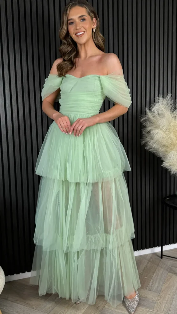 CANDICE FAIRE Going Out Dresses | Occasion Dresses^Anastasia Sage Off Shoulder Tulle Maxi Dress