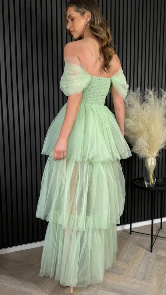 CANDICE FAIRE Going Out Dresses | Occasion Dresses^Anastasia Sage Off Shoulder Tulle Maxi Dress