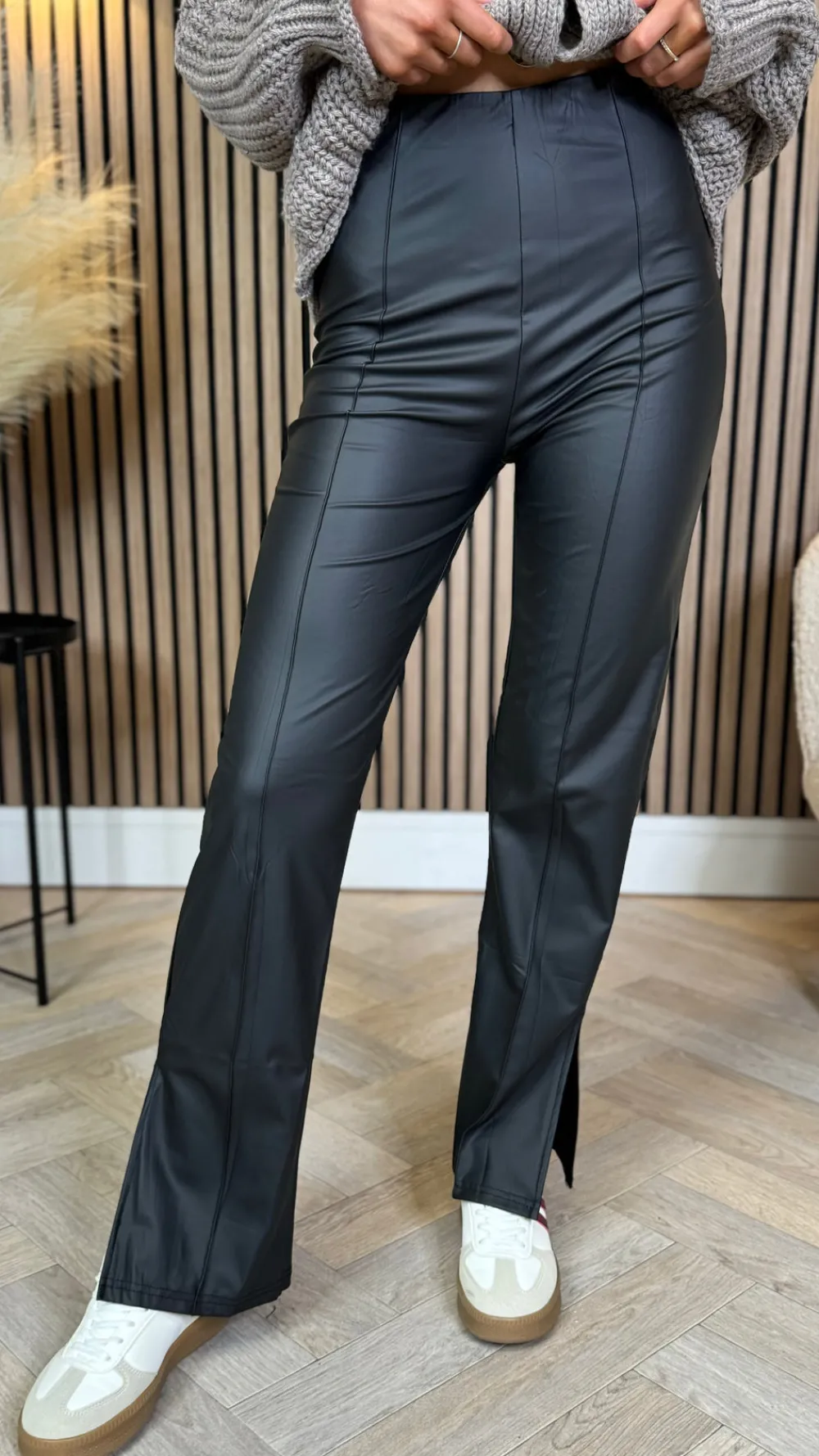 andi_black_straight_leg_l_0.webp E DIVA Trousers^Andi Black Straight Leg Leather Look Trousers