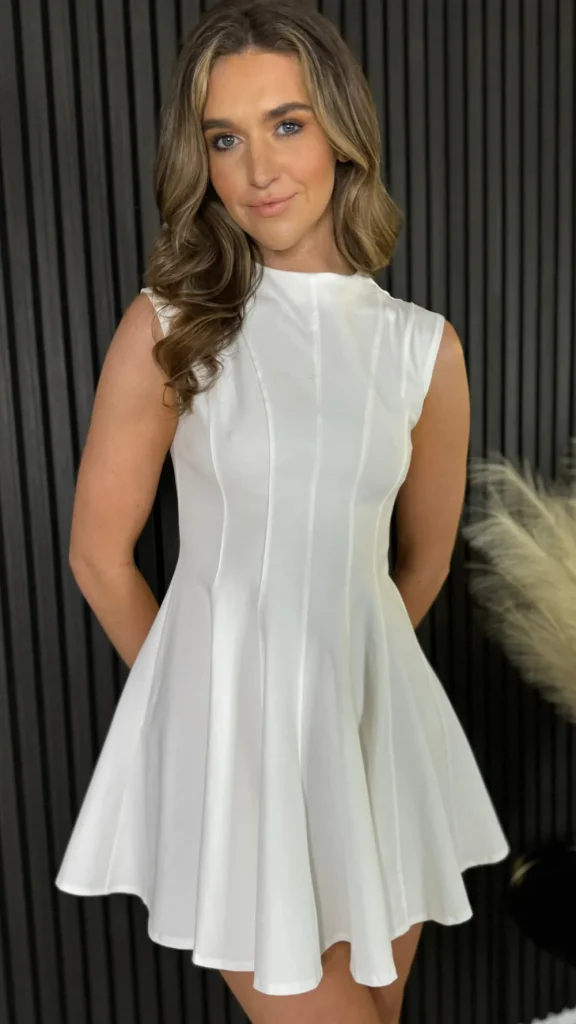 COPPEROSE Going Out Dresses | Occasion Dresses^Andie White High Neck Skater Mini Dress