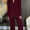 ATTENTIF Co-ords | Blazers^Angelica Burgundy Trousers & Blazer Co Ord