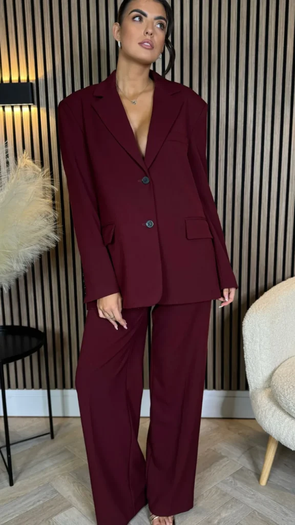 ATTENTIF Co-ords | Blazers^Angelica Burgundy Trousers & Blazer Co Ord