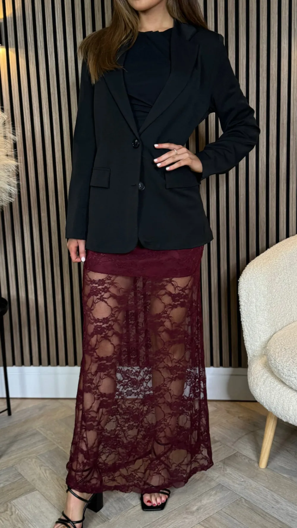 anneke_burgundy_lace_deta_2.webp COPPEROSE Skirts & Shorts^Anneke Burgundy Lace Detail Midi Skirt