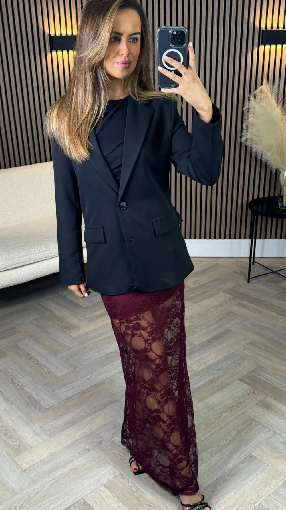 anneke_burgundy_lace_deta_5.webp COPPEROSE Skirts & Shorts^Anneke Burgundy Lace Detail Midi Skirt