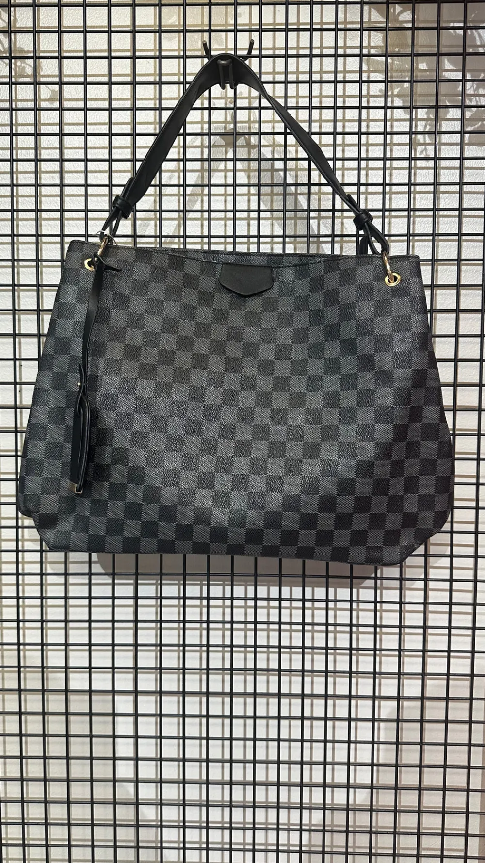 annie_black_checked_print_0.webp Roc Ronoco Bags^Annie Black Checked Print Handbag