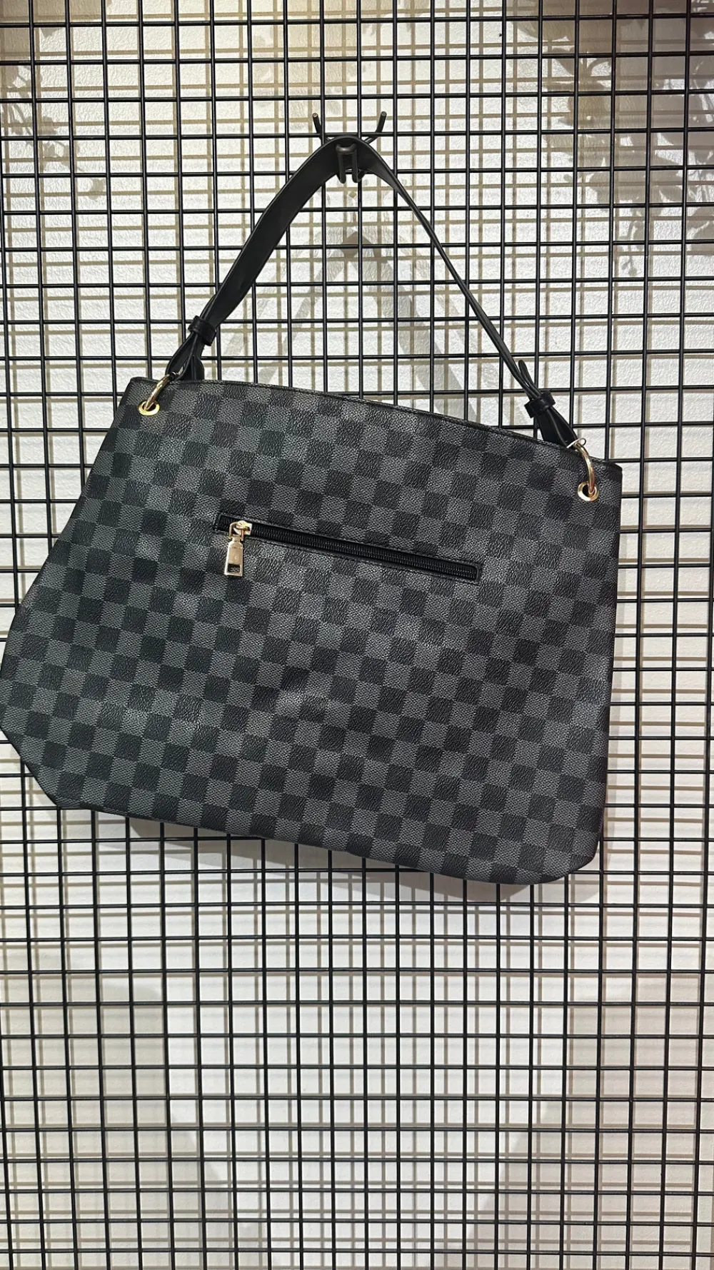 annie_black_checked_print_2.webp Roc Ronoco Bags^Annie Black Checked Print Handbag