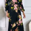 GIRL IN MIND Going Out Dresses | Occasion Dresses^Antonio Black Floral Long Sleeve Wrap Midi Dress
