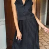 LUCCE Tops^Armelle Black Tailored Waistcoat