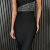 FP & CO Fitted Dresses | Going Out Dresses^Arya Black One Shoulder Corsage Embellished Bandage Midi Dress