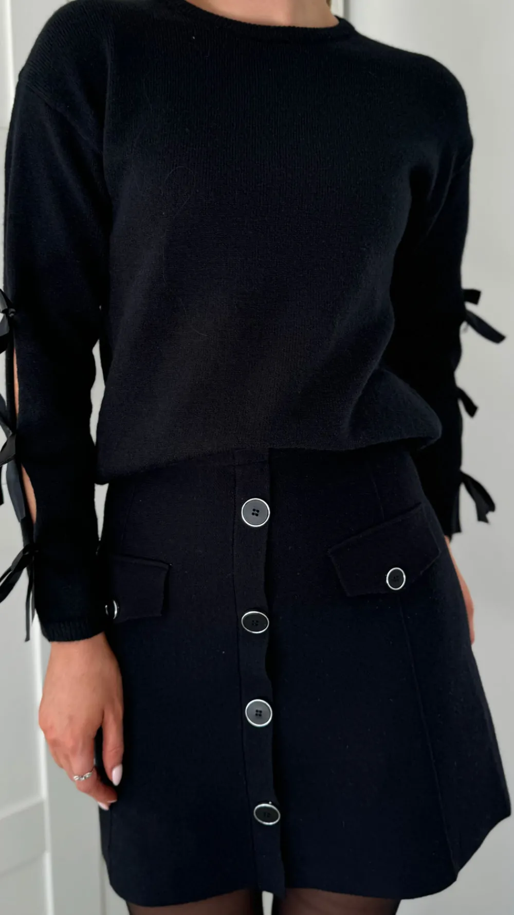 ashley_black_wool_finish__0.webp LUCCE Skirts & Shorts^Ashley Black Wool Finish Button Down Mini Skirt