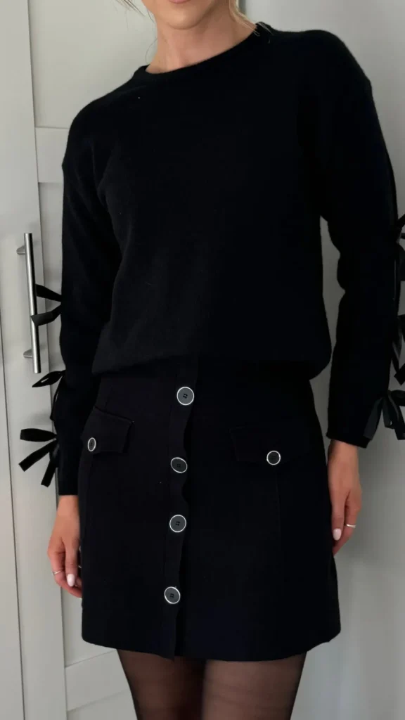 LUCCE Skirts & Shorts^Ashley Black Wool Finish Button Down Mini Skirt