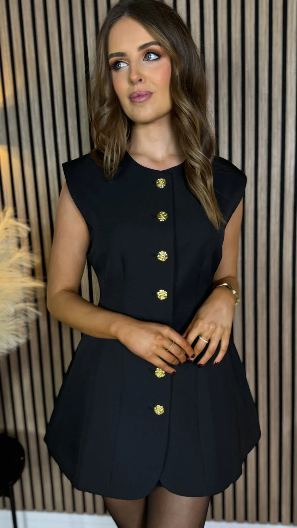 becca_black_longline_butt_1.webp TIMELY Tops^Becca Black Longline Button Detail Waistcoat