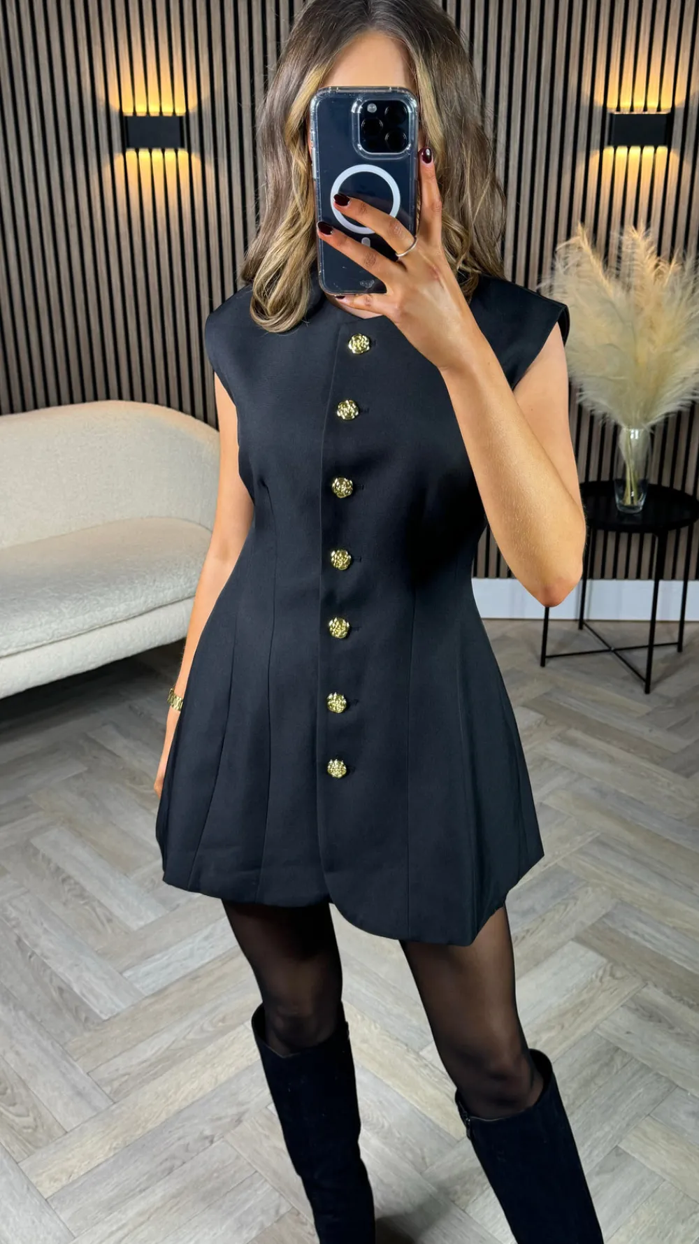 becca_black_longline_butt_2.webp TIMELY Tops^Becca Black Longline Button Detail Waistcoat