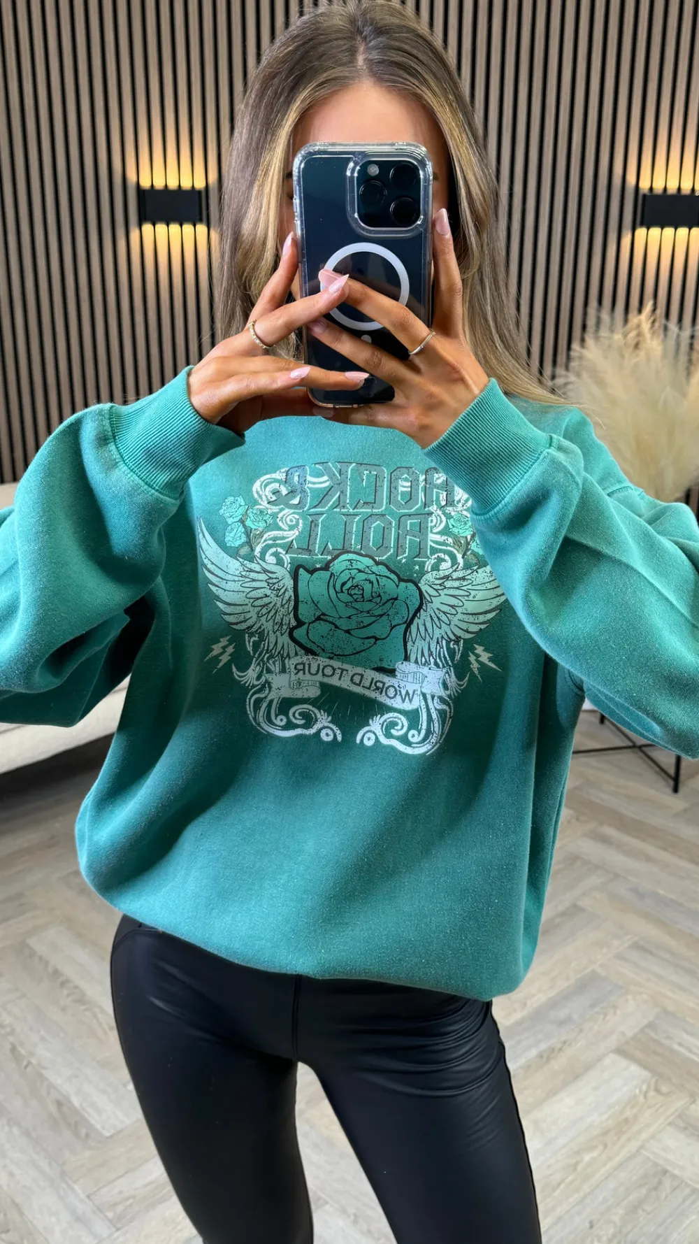 becky_green_rock_amp_roll_0.webp MISSI CLOTHING Knitwear | Hoodies + Sweatshirts^Becky Green 'Rock & Roll' Printed Sweatshirt