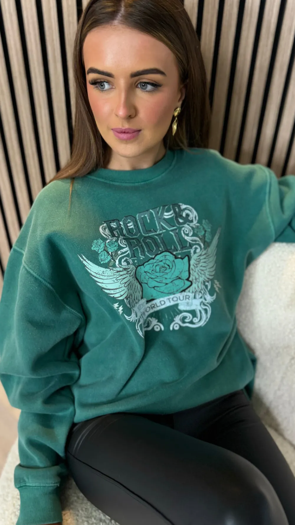 becky_green_rock_amp_roll_2.webp MISSI CLOTHING Knitwear | Hoodies + Sweatshirts^Becky Green 'Rock & Roll' Printed Sweatshirt