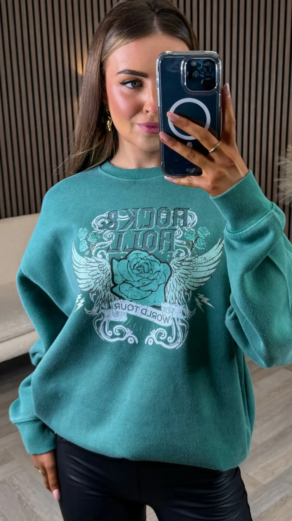 becky_green_rock_amp_roll_3.webp MISSI CLOTHING Knitwear | Hoodies + Sweatshirts^Becky Green 'Rock & Roll' Printed Sweatshirt