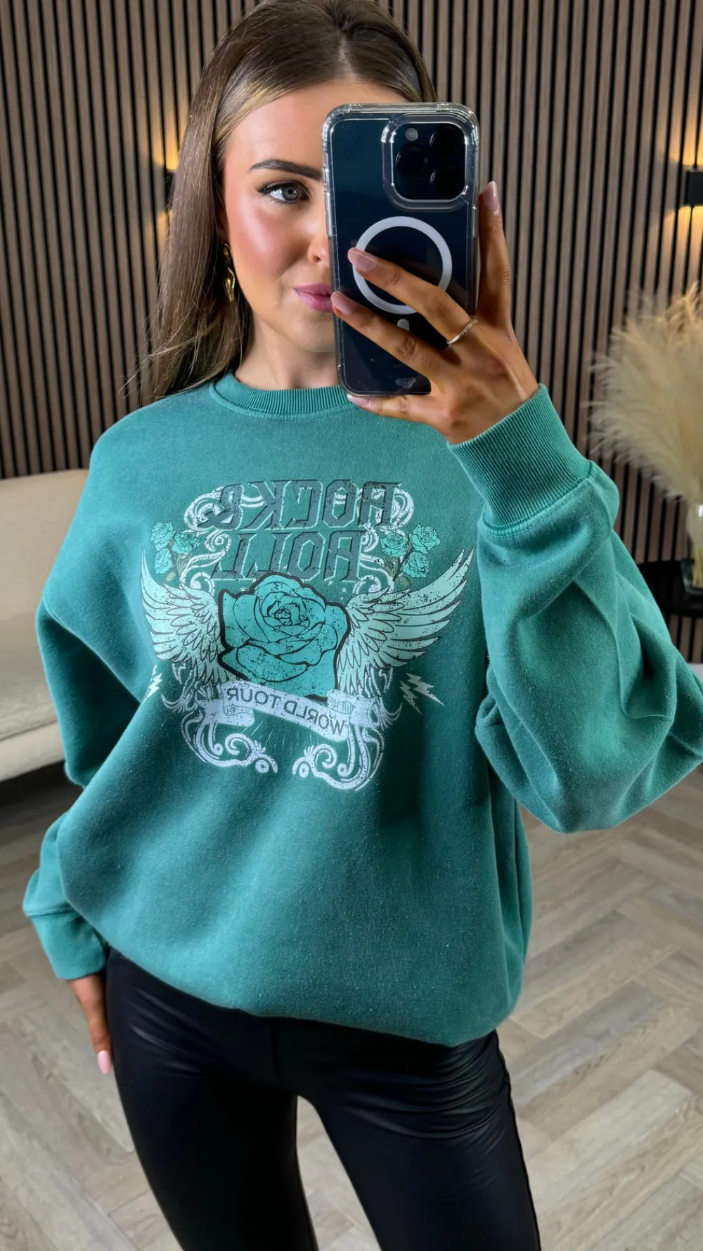 becky_green_rock_amp_roll_4.webp MISSI CLOTHING Knitwear | Hoodies + Sweatshirts^Becky Green 'Rock & Roll' Printed Sweatshirt