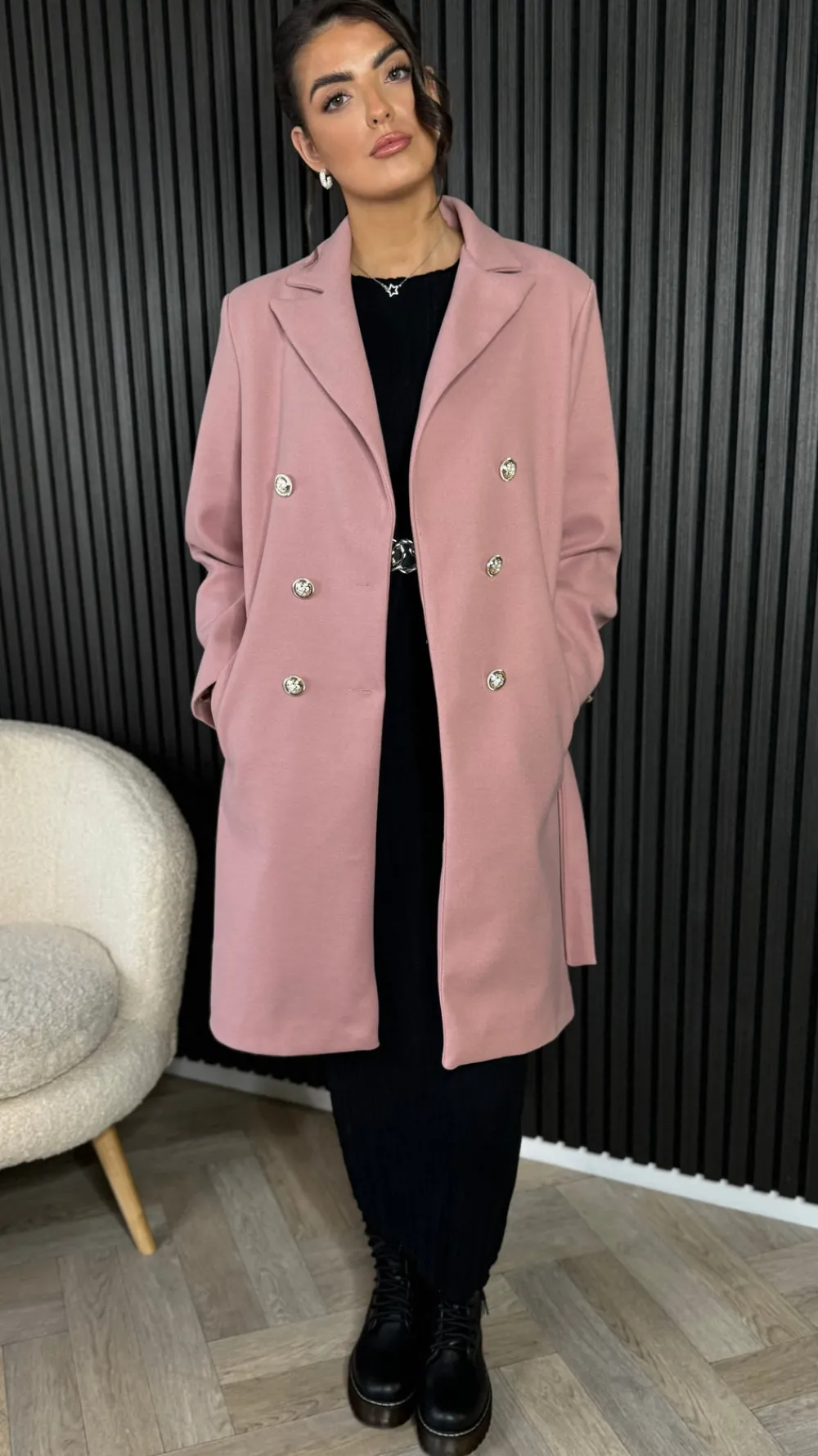bonne_rose_pink_belted_mi_1.webp PARIS FASHION SHOPS Coats & Jackets^Bonne Rose Pink Belted Midi Coat