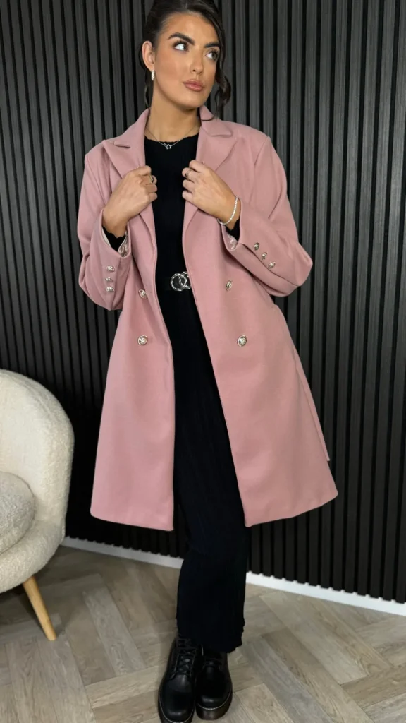 PARIS FASHION SHOPS Coats & Jackets^Bonne Rose Pink Belted Midi Coat