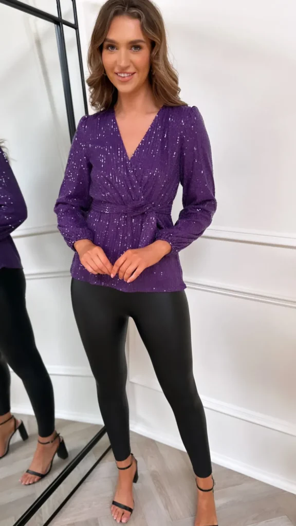 GIRL IN MIND Tops^Bowie Purple Sequin Long Sleeve Top